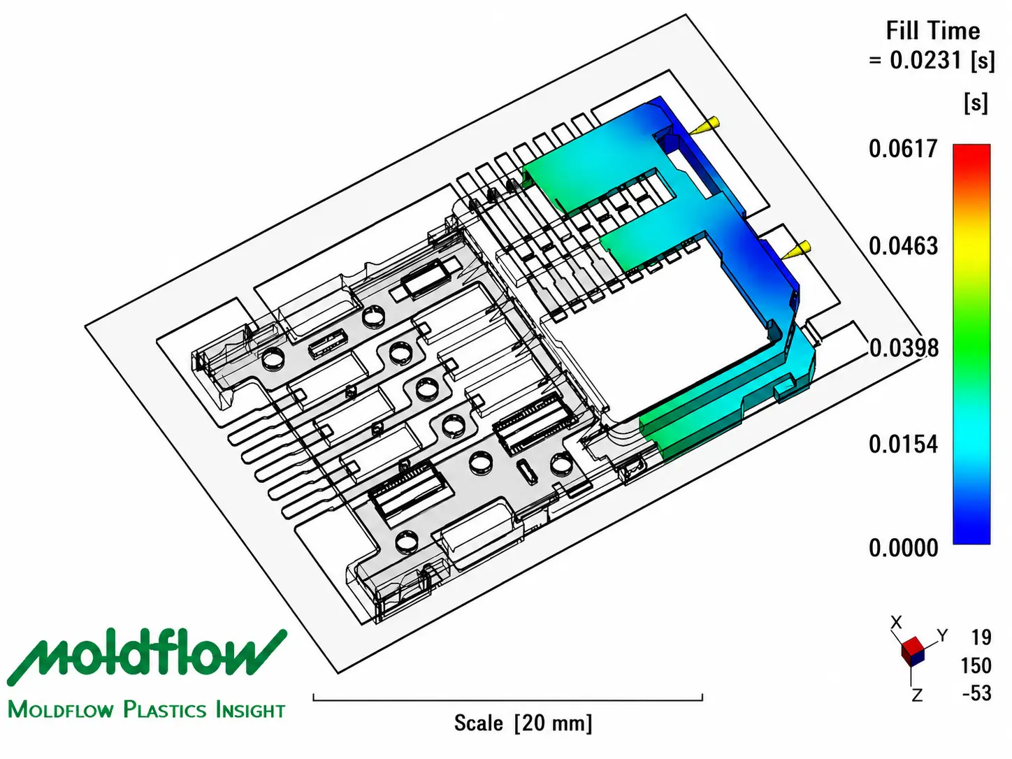 Connector mold flow simulation