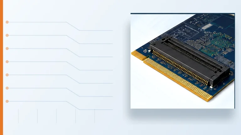 PCIe card-edge slot connector mounted on a printed circuit board