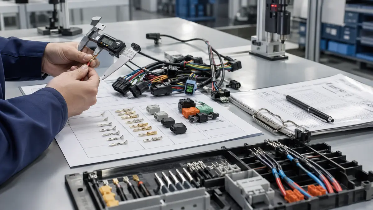 Burnt wiring harness prevention through connector crimp inspection and wire harness quality control