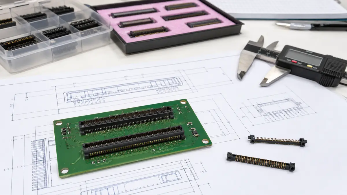 Connector samples and drawing checked with calipers before BOM approval