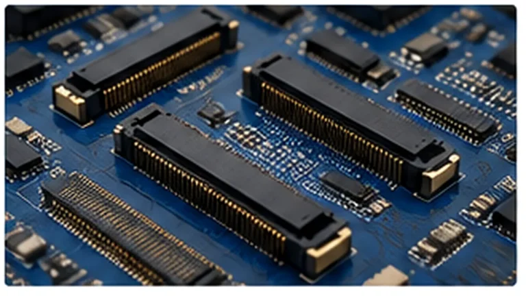 High speed fine pitch board-to-board connectors mounted on a PCB