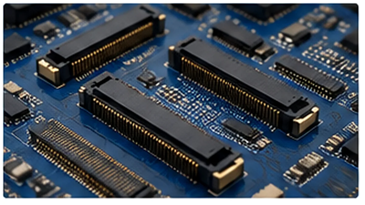 High speed fine pitch board-to-board connectors mounted on a PCB