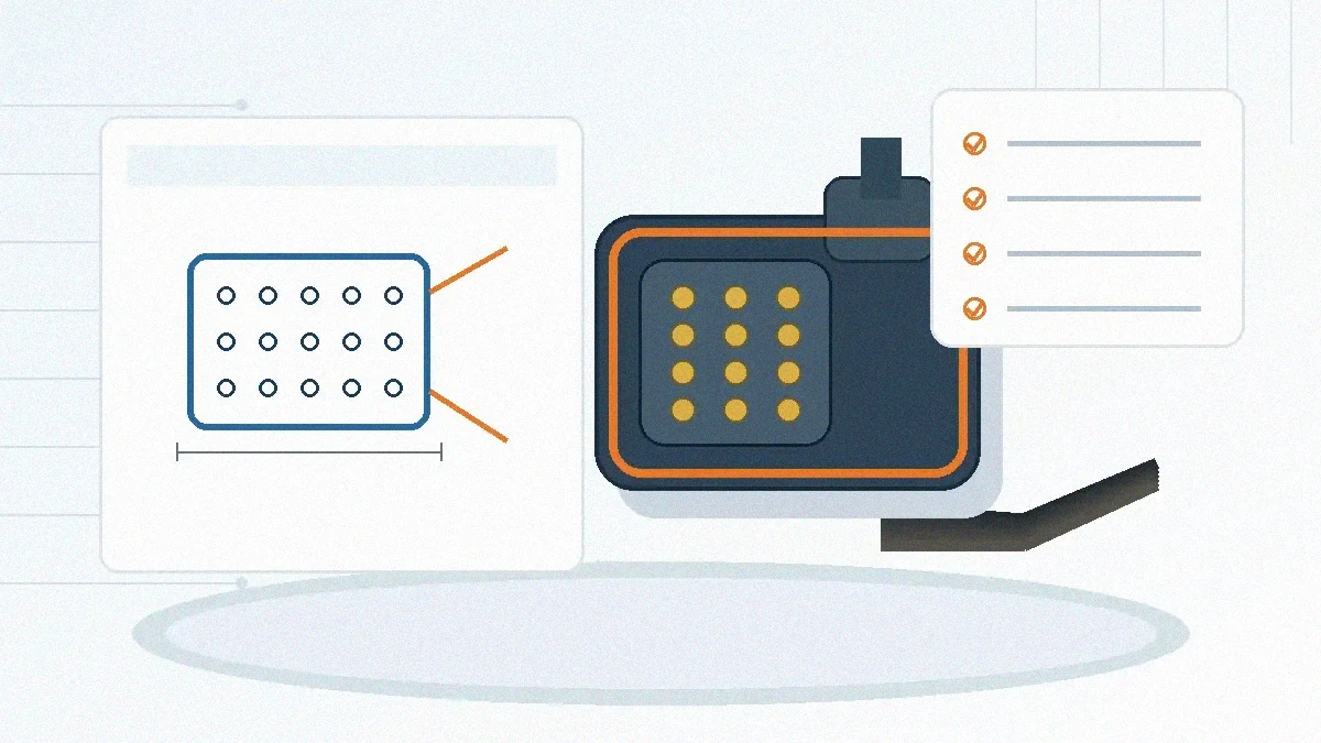 Automotive connector, harness, drawing, and validation checklist arranged for an LV 214 project review