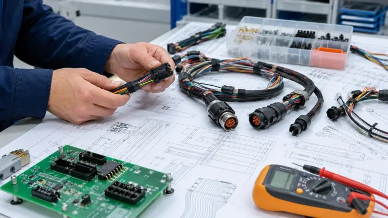 Cable assembly wiring harness specification review on an engineering bench