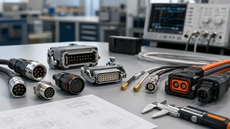 Industrial cable connector types arranged for engineering review