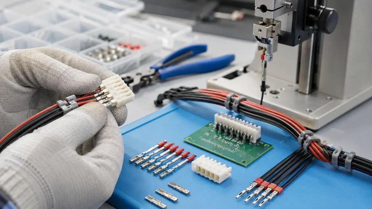 Wire termination inspection with crimp terminals housing and PCB header