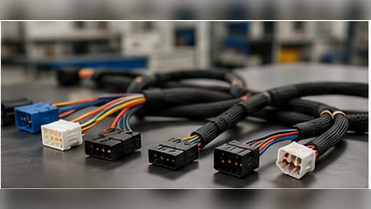 Custom cable assemblies with terminated connectors and protective sleeving on an engineering workbench