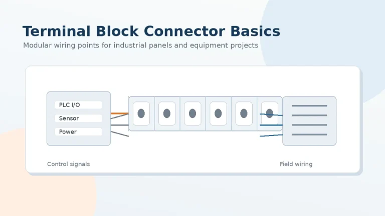 Industrial terminal block connector used between control wiring and field wiring
