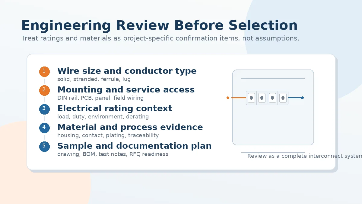 Engineering review checklist for selecting terminal block connectors