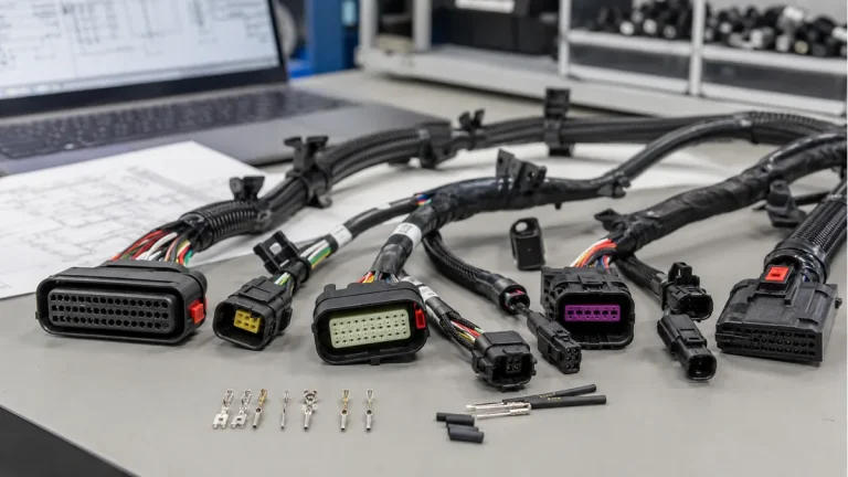 Automotive wiring harness connectors arranged for engineering review