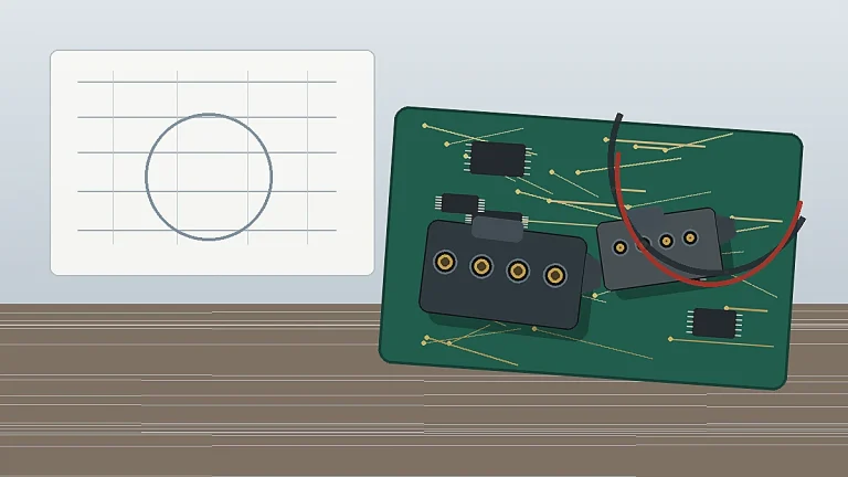 DC power connector components and PCB under engineering review