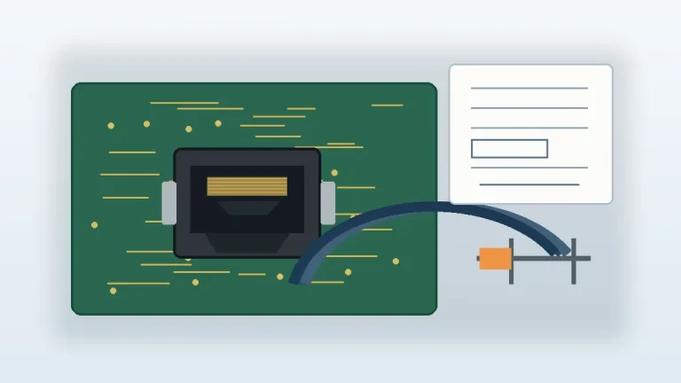 RJ45-style I/O connector, PCB, and drawing prepared for pinout review
